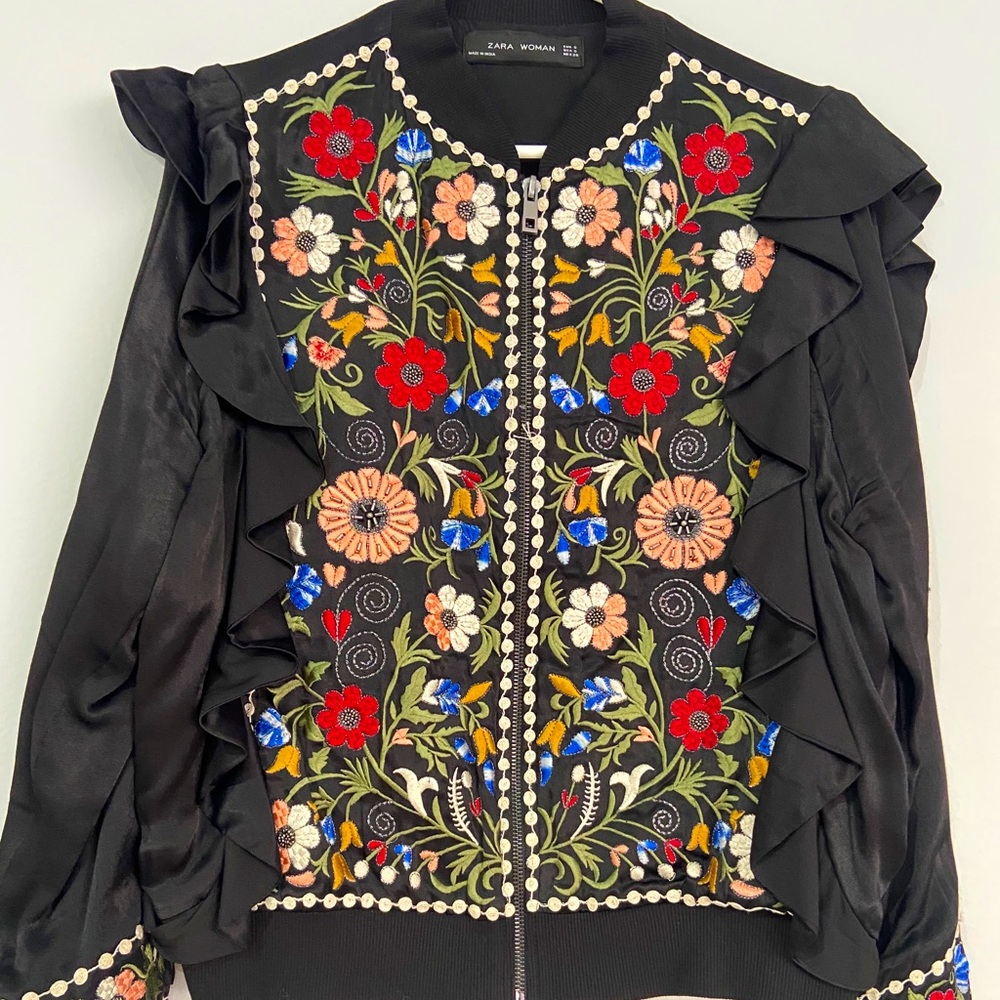 Zara Black Floral Jacket
